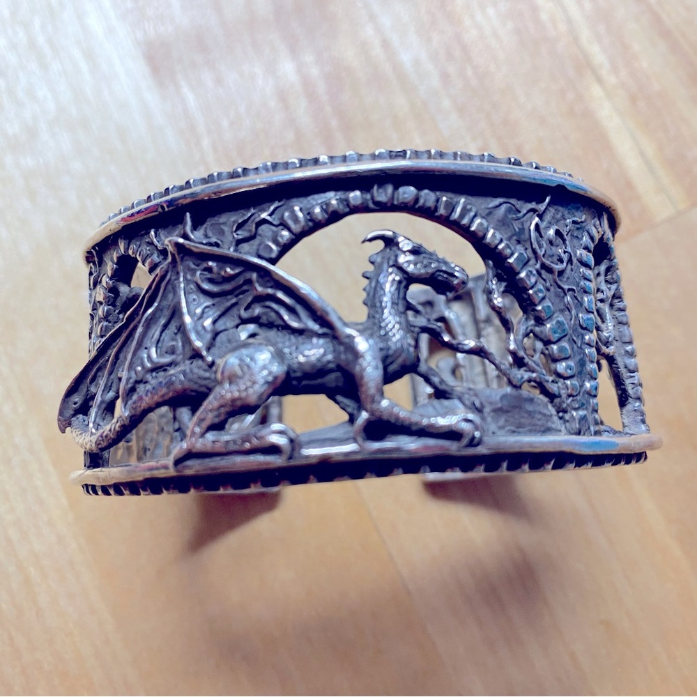 Sterling Silver Dragon Cuff Bracelet